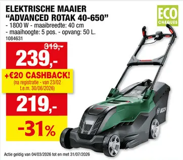 Promotie: Bosch AdvancedRotak 40-650 elektrische grasmaaier 1700W 40cm