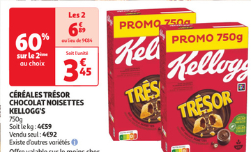 Offre: CÉRÉALES TRÉSOR CHOCOLAT NOISETTES KELLOGG'S