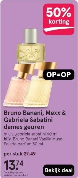 Aanbieding: Bruno Banani, Mexx & Gabriela Sabatini dames 