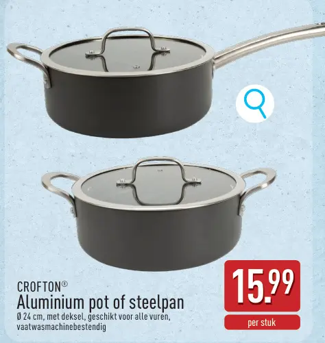 Promotie: Aluminium pot of steelpan