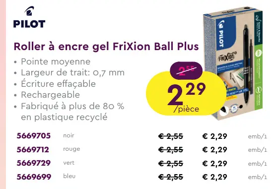 Offre: Roller à encre gel FriXion Ball Plus