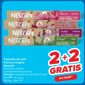 Offre: Capsules de café Farmers Origins Nescafé