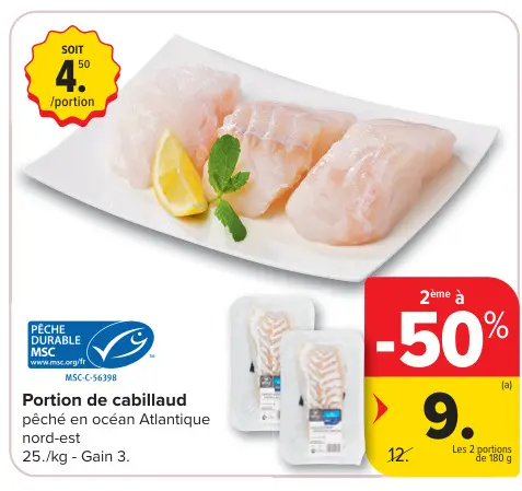 Offre: Portion de cabillaud