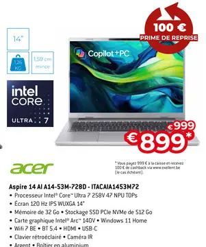 Offre: Aspire 14 Al A14-53M-728D - ITACAIA1453M72