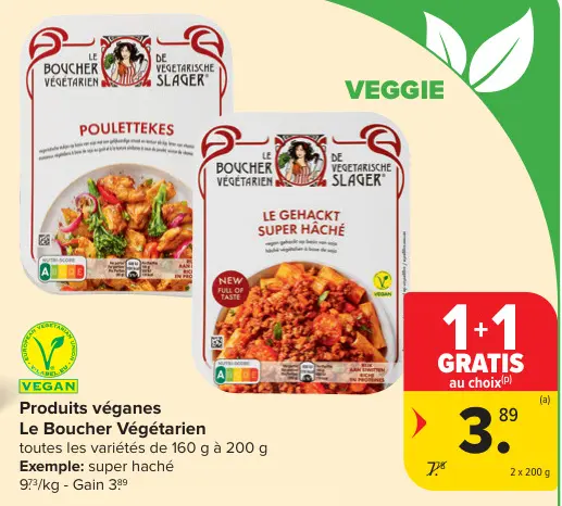 Offre: Produits véganes Le Boucher Végétarien