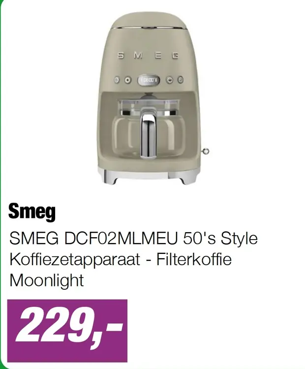 Aanbieding: SMEG DCF02MLMEU 50's Style Koffiezetapparaat - Filterkoffie Moonlight