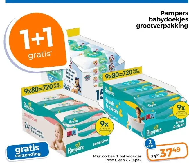 Aanbieding: Pampers babydoekjes grootverpakking