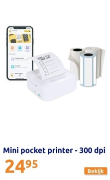 Aanbieding: Mini pocket printer - 300 dpi