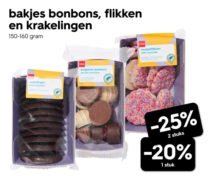 Promotie: bakjes bonbons, flikken en krakelingen