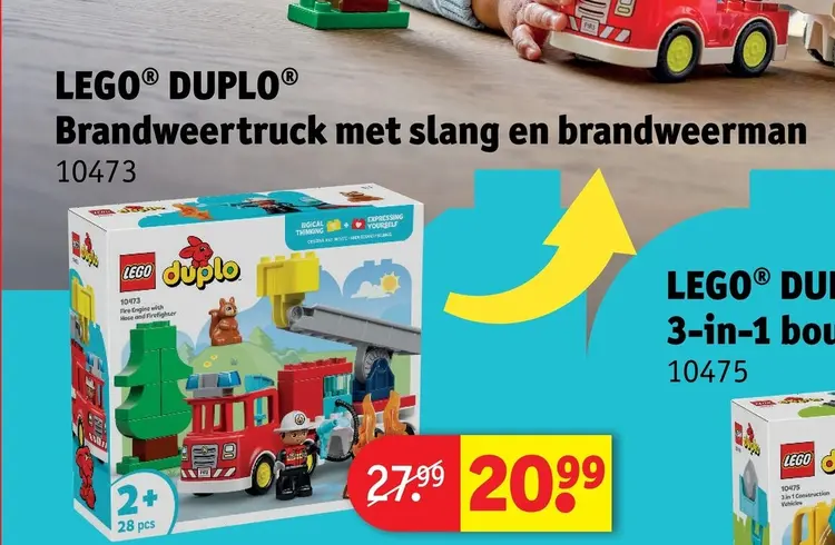 Promotie: LEGO® DUPLO® Brandweertruck met slang en brandweerman