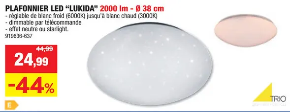 Offre: Plafonnier led "lukida"