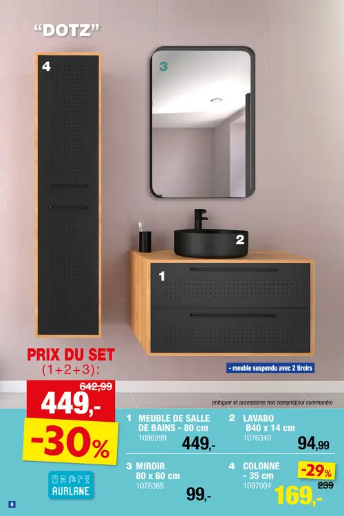 Offre: Aurlane Fjord lavabo à  poser rond 40x14 cm noir