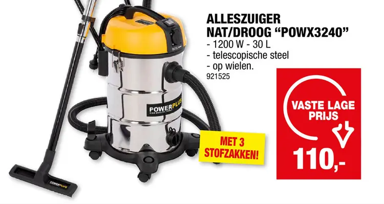 Promotie: Powerplus POWX3240 alleszuiger 1200W 30l