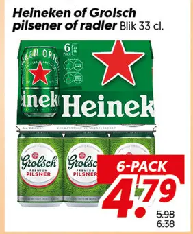 Heineken of Grolsch pilsener of radler