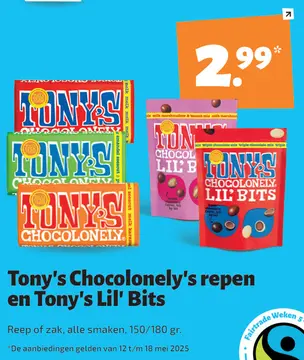 Aanbieding: Tony's Chocolonely's repen en Tony's Lil' Bits