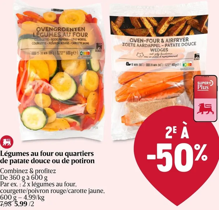Offre: Légumes au four ou quartiers de patate douce ou de potiron