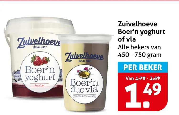 Aanbieding: Boer'n yoghurt of vla