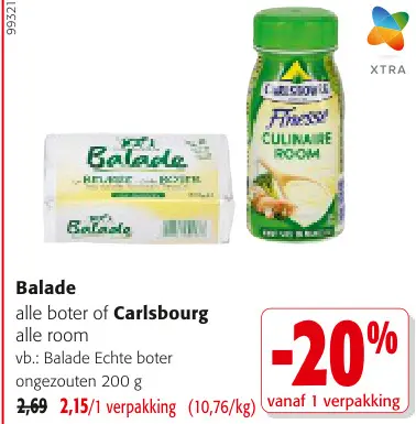 Promotie: Balade alle boter of Carlsbourg alle room