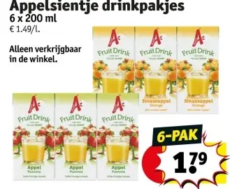 Aanbieding: Appelsientje drinkpakjes