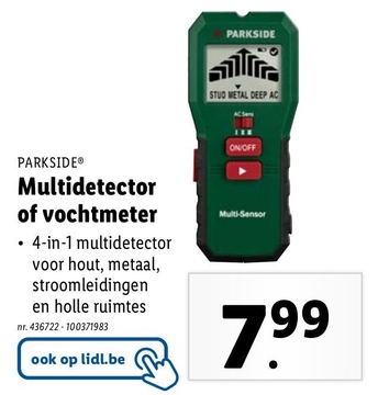 Aanbieding: PARKSIDE Multidetector  of vochtmeter