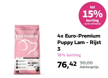 Aanbieding: 4x Euro-Premium Puppy Lam - Rijst