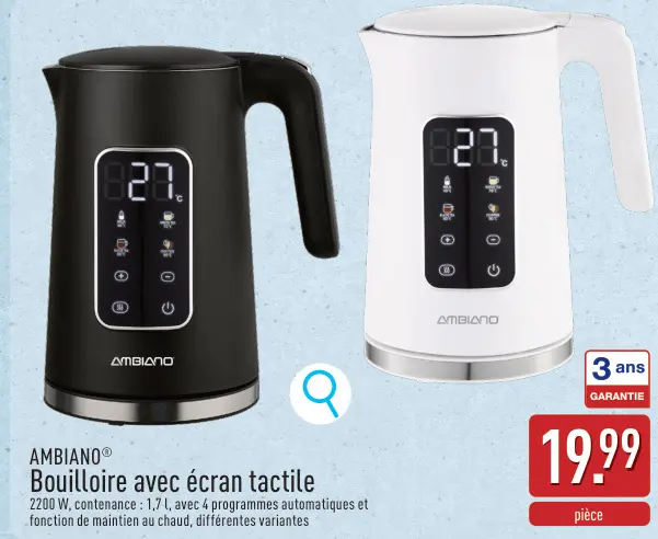 Offre: Bouilloire avec écran tactile