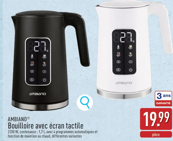 Offre: Bouilloire avec écran tactile