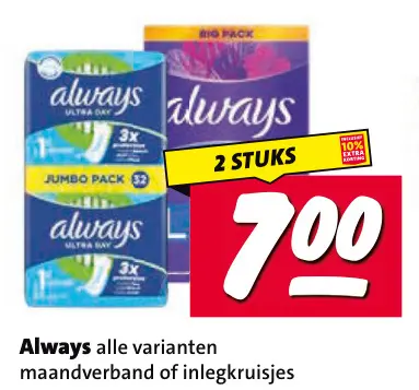 Aanbieding: Always alle varianten maandverband of inlegkr