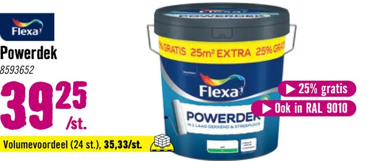 Aanbieding: FLEXA Powerdek muren & plafonds wit 10 l + 25%