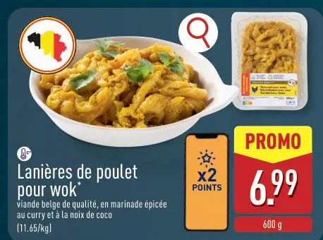 Offre: Lanières de poulet pour wok