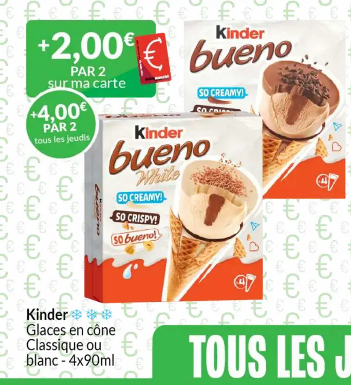 Offre: Kinder Bueno Glaces en cône