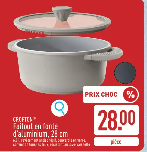 Offre: Faitout en fonte d'aluminium, 28 cm