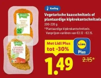 Aanbieding: Vegetarische kaasschnitzels of plantaardige kipkrokantschnitzels