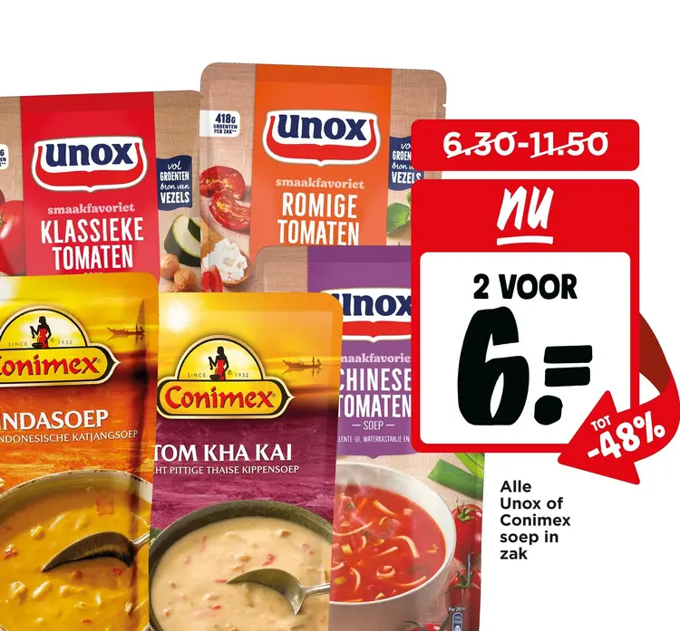 Aanbieding: Unox of Conimex soep in zak