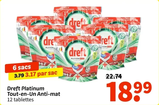 Offre: Dreft Platinum Tout-en-Un Anti-mat