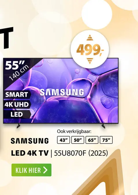 Aanbieding: Samsung Crystal UHD 55U8070F (2025)