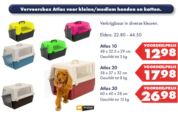 Aanbieding: Vervoersbox voor kleine/medium honden en katten