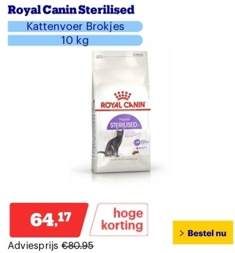 Aanbieding: Royal Canin Sterilised - Kattenvoer Brokjes - 10 kg
