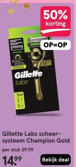 Aanbieding: Gillette Labs scheer-systeem Champion Gold