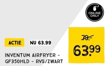 Aanbieding: Inventum airfryer - GF350HLD - rvs/zwart