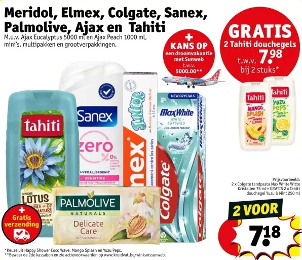 Promotie: Meridol, Elmex, Colgate, Sanex, Palmolive, Ajax en Tahiti