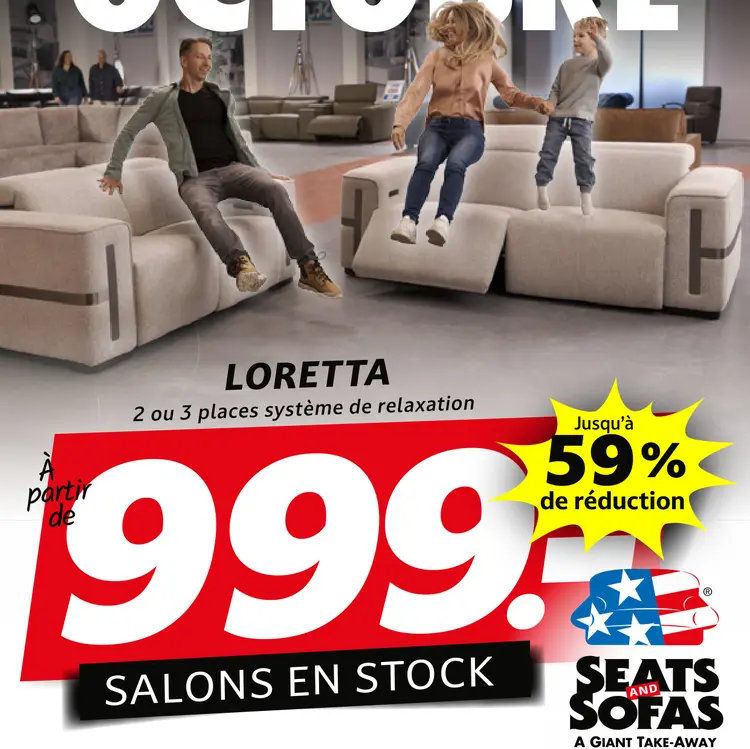 Offre: Seats and Sofas Loretta 2 ou 3 places système de relaxation