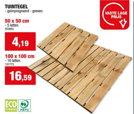 Promotie: Cartri Terrastegel 50x50 cm 0,25m² hout