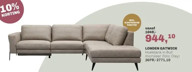 Aanbieding: London Gatwick Hoekbank in Bull microleer