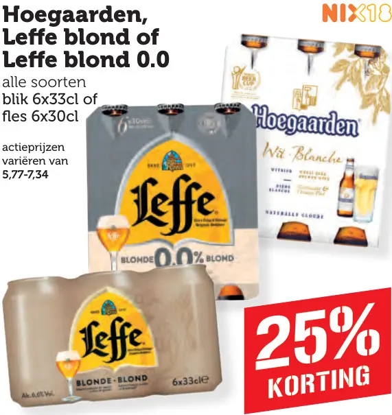 Aanbieding: Blond of Leffe blond 0.0