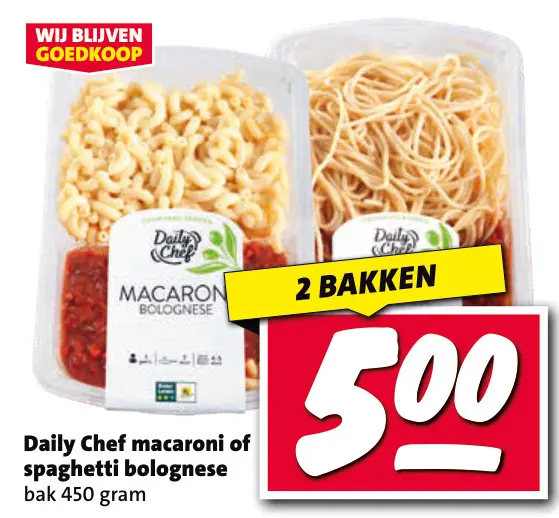 Aanbieding: macaroni of spaghetti bolognese