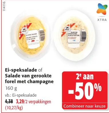 Promotie: Ei-speksalade of Salade van gerookte forel met champagne