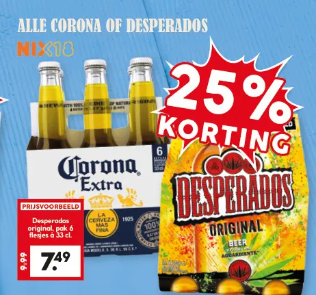 Aanbieding: Corona Extra or Desperados Original