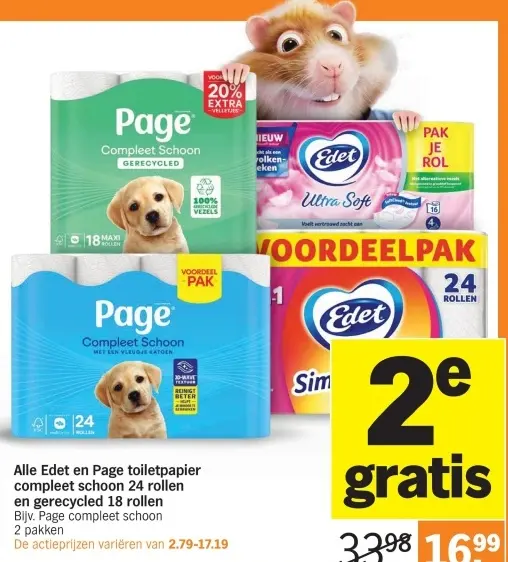 Aanbieding: toiletpapier compleet schoon en gerecycled