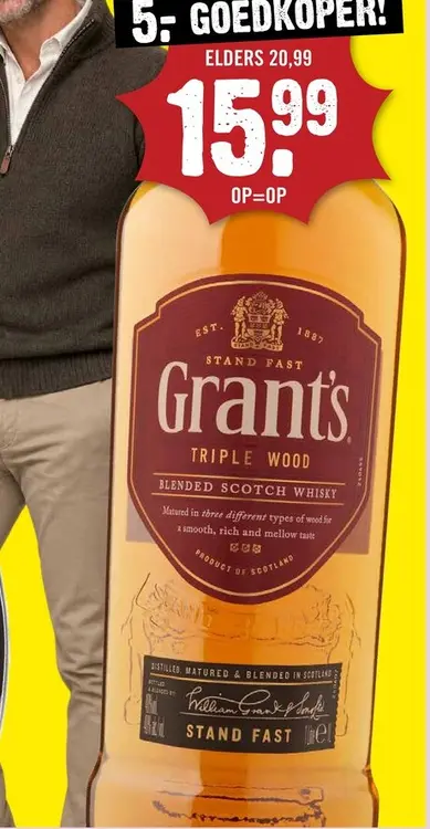 Aanbieding: Grant's Triple Wood blended Whisky 100 cl